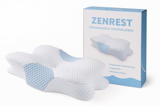 ZenRest Oreiller Vlinder Classic — Mousse à Mémoire Ergonomique pour Dormeurs sur le Côté et sur le Dos