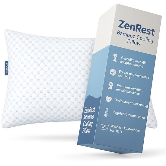 Oreiller rafraîchissant ZenRest en bambou — Mousse à mémoire de forme réglable pour dormeurs ayant chaud