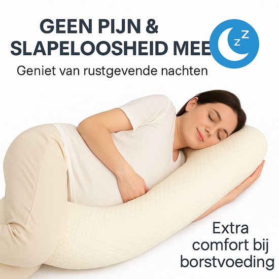 Oreiller de grossesse ZenRest — Forme en U pour un sommeil optimal et moins de douleurs dorsales