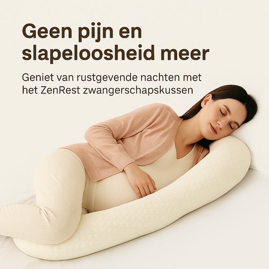 Oreiller de grossesse ZenRest — Forme en U pour un sommeil optimal et moins de douleurs dorsales