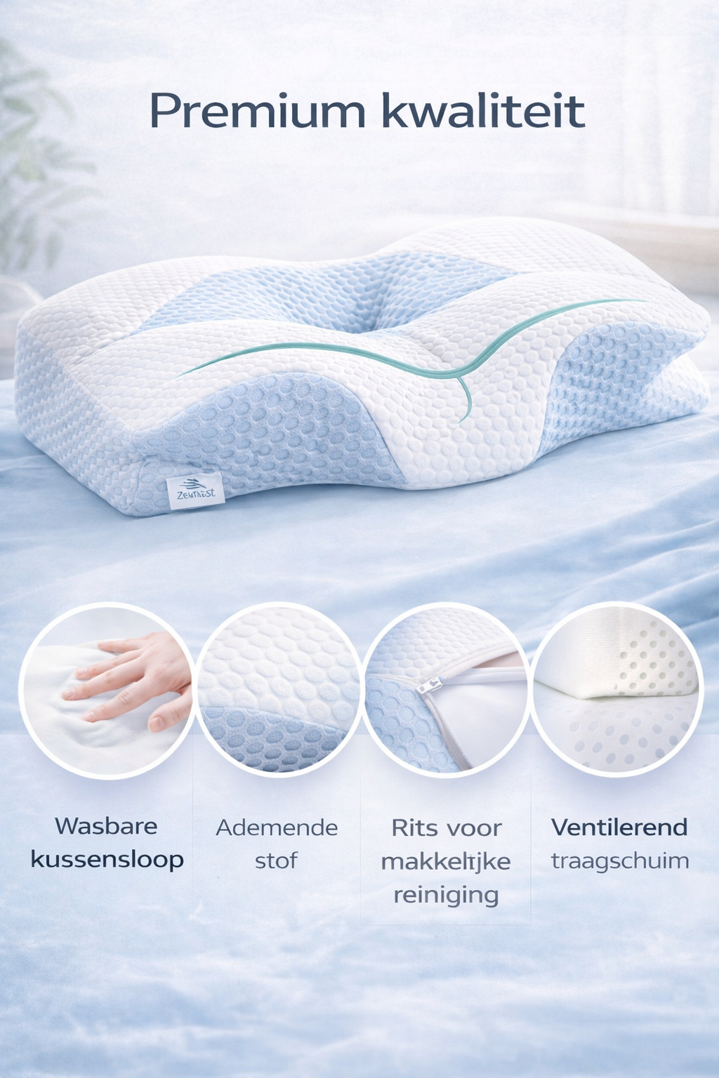 ZenRest Oreiller Vlinder Classic — Mousse à Mémoire Ergonomique pour Dormeurs sur le Côté et sur le Dos