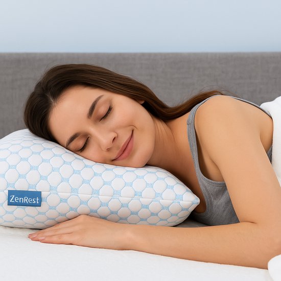 Oreiller rafraîchissant ZenRest en bambou — Mousse à mémoire de forme réglable pour dormeurs ayant chaud