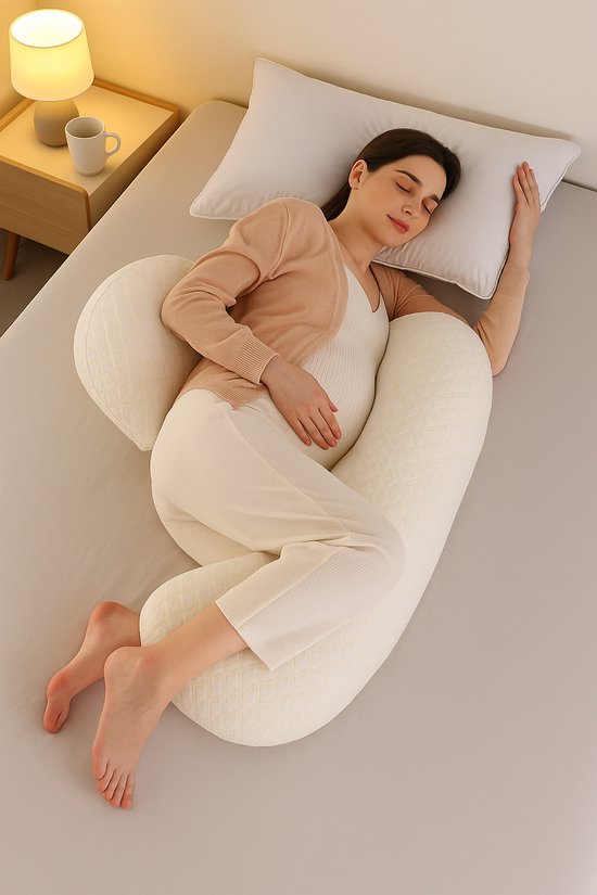 Oreiller de grossesse ZenRest — Forme en U pour un sommeil optimal et moins de douleurs dorsales